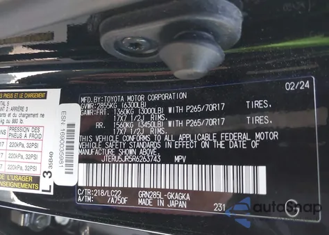 2024 Toyota 4Runner Trd Off Road Premium from USA, damaged, VIN JTERU5JR5R6263743